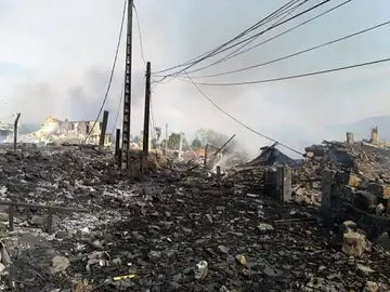 La zona zero de la explosión en Tui La zona zero de la explosión en Tui
