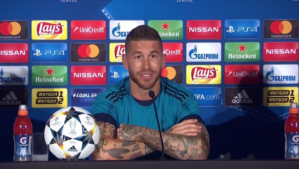 Sergio Ramos, en la rueda de prensa del Madrid