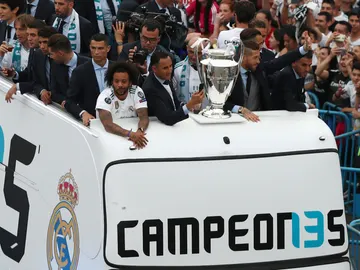 El Real Madrid llega a Cibeles El Real Madrid llega a Cibeles