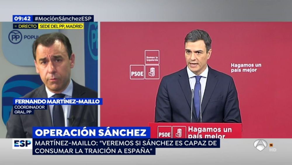 Maillo, sobre la búsqueda de apoyos socialista para la moción de censura:  "A Pedro Sánchez sólo le falta ir a Berlín a ver a Puigdemont"