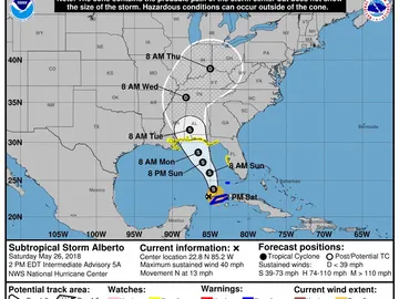 Gráfico de la tormenta 'Alberto' Gráfico de la tormenta 'Alberto'