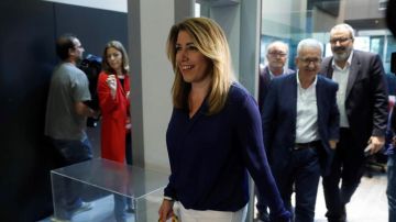 Susana Díaz a su llegada a Ferraz