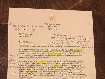Imagen de la carta corregida enviada a Donald Trump