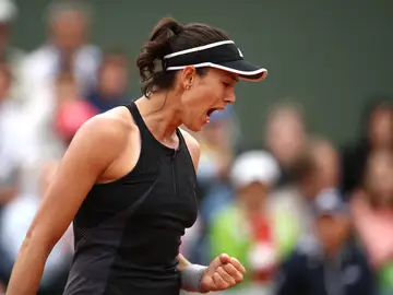 Muguruza celebra un punto contra Kuznetsova Muguruza celebra un punto contra Kuznetsova