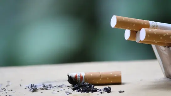 Un cenicero con cigarros Un cenicero con cigarros