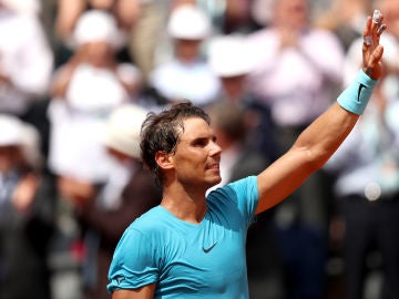 Nadal celebra una victoria en Roland Garros