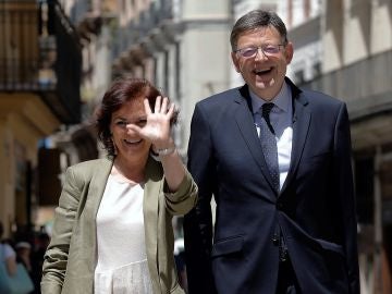 La vicepresidenta del Gobierno, Carmen Calvo, y el president de la Generalitat Valenciana, Ximo Puig