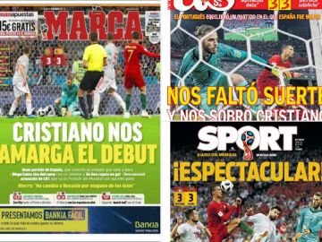 El Portugal - España, en las portadas de la prensa