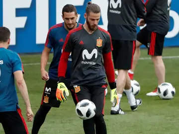 David de Gea, en un entrenamiento en Krasnodar David de Gea, en un entrenamiento en Krasnodar