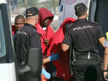 Inmigrantes rescatados tras haber desembarcado en el muelle de Arguineguín, en el municipio grancanario de Mogán (archivo) Inmigrantes rescatados tras haber desembarcado en el muelle de Arguineguín, en el municipio grancanario de Mogán (archivo)