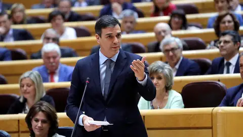 El presidente del Gobierno Pedro Sánchez, durante su intervención en la sesión del pleno del Senado El presidente del Gobierno Pedro Sánchez, durante su intervención en la sesión del pleno del Senado