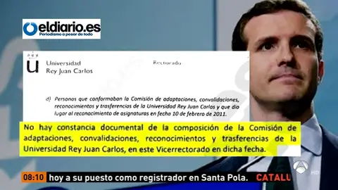 No hay rastro del tribunal ni del acta por la que se habrían convalidado 18 asignaturas del máster de Pablo Casado No hay rastro del tribunal ni del acta por la que se habrían convalidado 18 asignaturas del máster de Pablo Casado