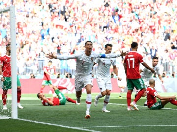 Cristiano Ronaldo celebra su gol contra Marruecos