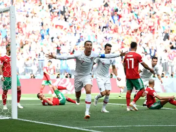 Cristiano Ronaldo celebra su gol contra Marruecos Cristiano Ronaldo celebra su gol contra Marruecos