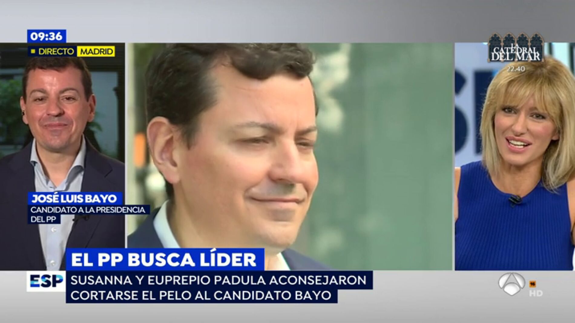  Susanna Griso convence al candidato del PP Jos&eacute; Luis Bayo para que se corte el pelo: "No puedes tener un corte del siglo pasado"
