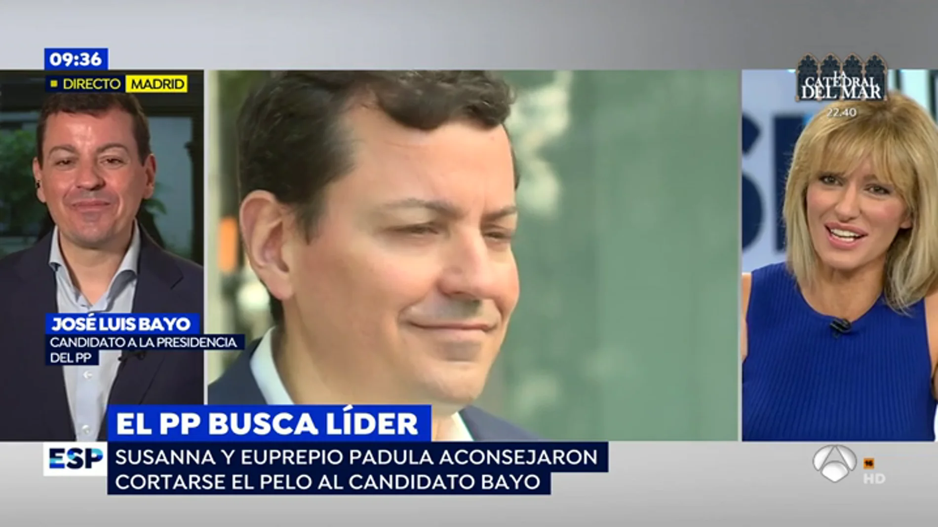  Susanna Griso convence al candidato del PP José Luis Bayo para que se corte el pelo: "No puedes tener un corte del siglo pasado"