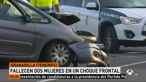 Mueren dos mujeres en un choque frontal de dos vehículos en el sur de Tenerife Mueren dos mujeres en un choque frontal de dos vehículos en el sur de Tenerife