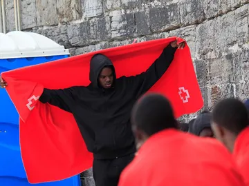 Un grupo de migrantes en Tarifa Un grupo de migrantes en Tarifa