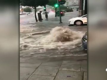 Calles anegadas en A Coruña