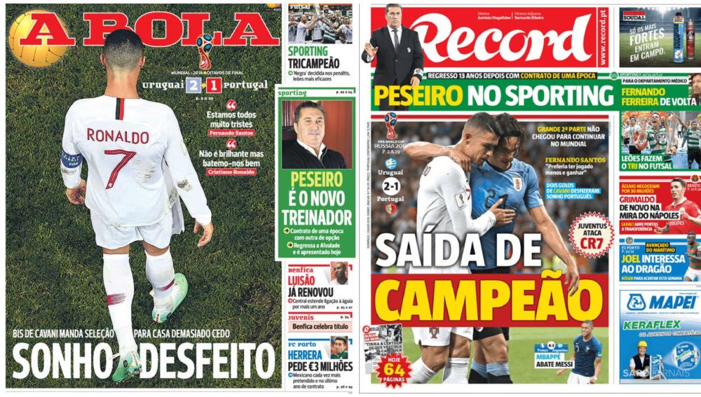 La prensa de Portugal lamenta el adiós de su selección
