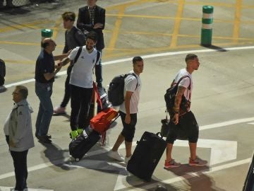 Los jugadores de la Selección, a su llegada a Madrid