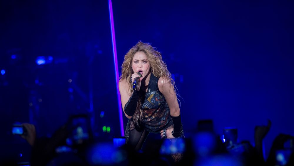 La cantante Shakira durante el concierto en Madrid