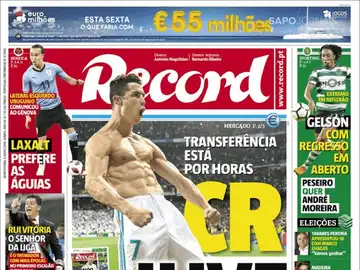 Portada del diario 'Record' Portada del diario 'Record'