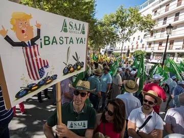 Agricultores, cooperativistas, entamadores y envasadores de aceituna de mesa, frente al consulado de EEUU en Sevilla Agricultores, cooperativistas, entamadores y envasadores de aceituna de mesa, frente al consulado de EEUU en Sevilla