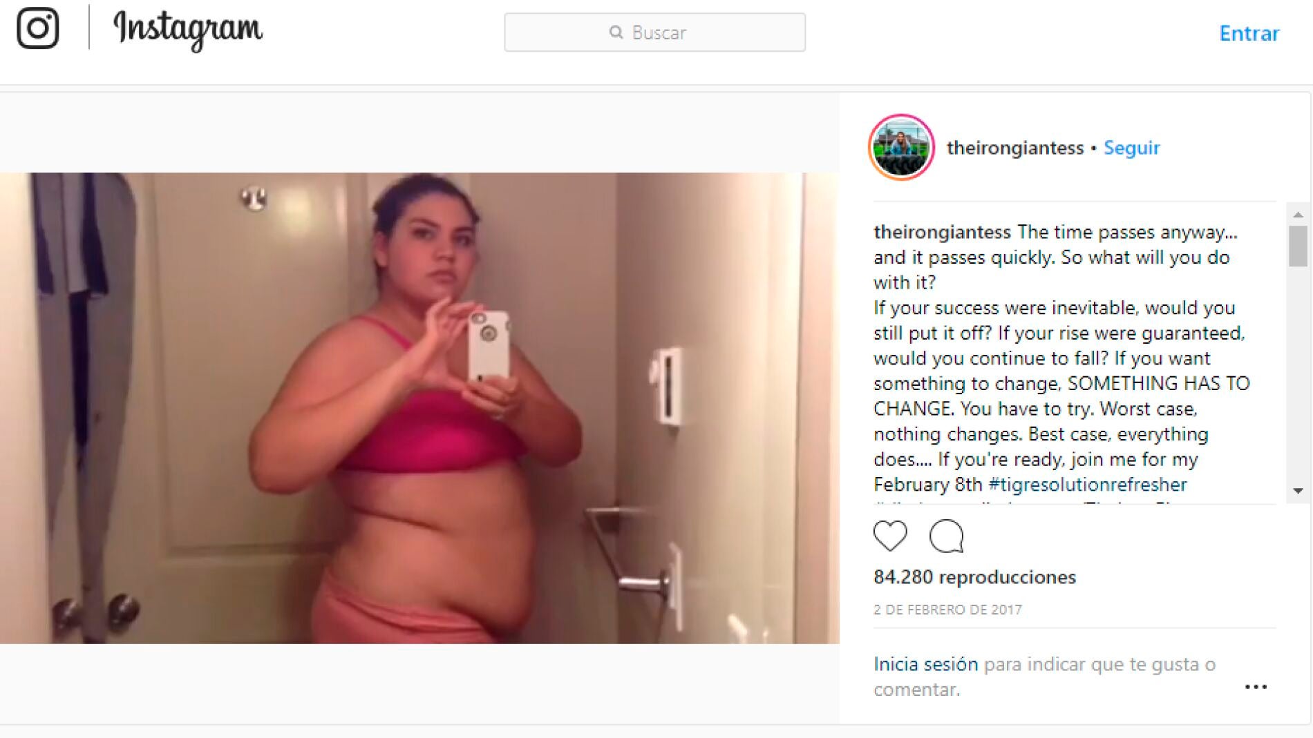 Instagram de la "Gigante de Hierro"