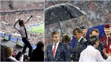 Macron se desmelena en el palco y el paraguas de Putin: las imágenes más virales de la final del Mundial de Rusia