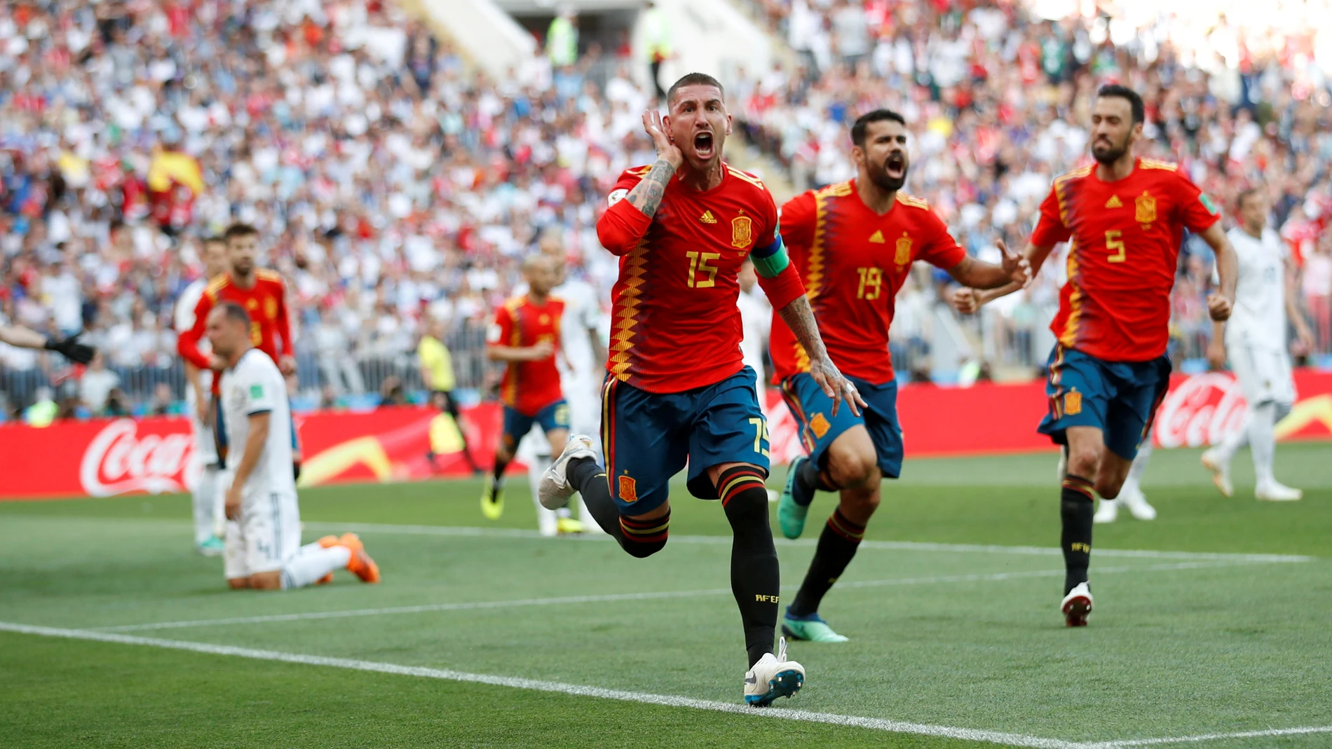 Sergio Ramos celebrando un gol con España Sergio Ramos celebrando un gol con España