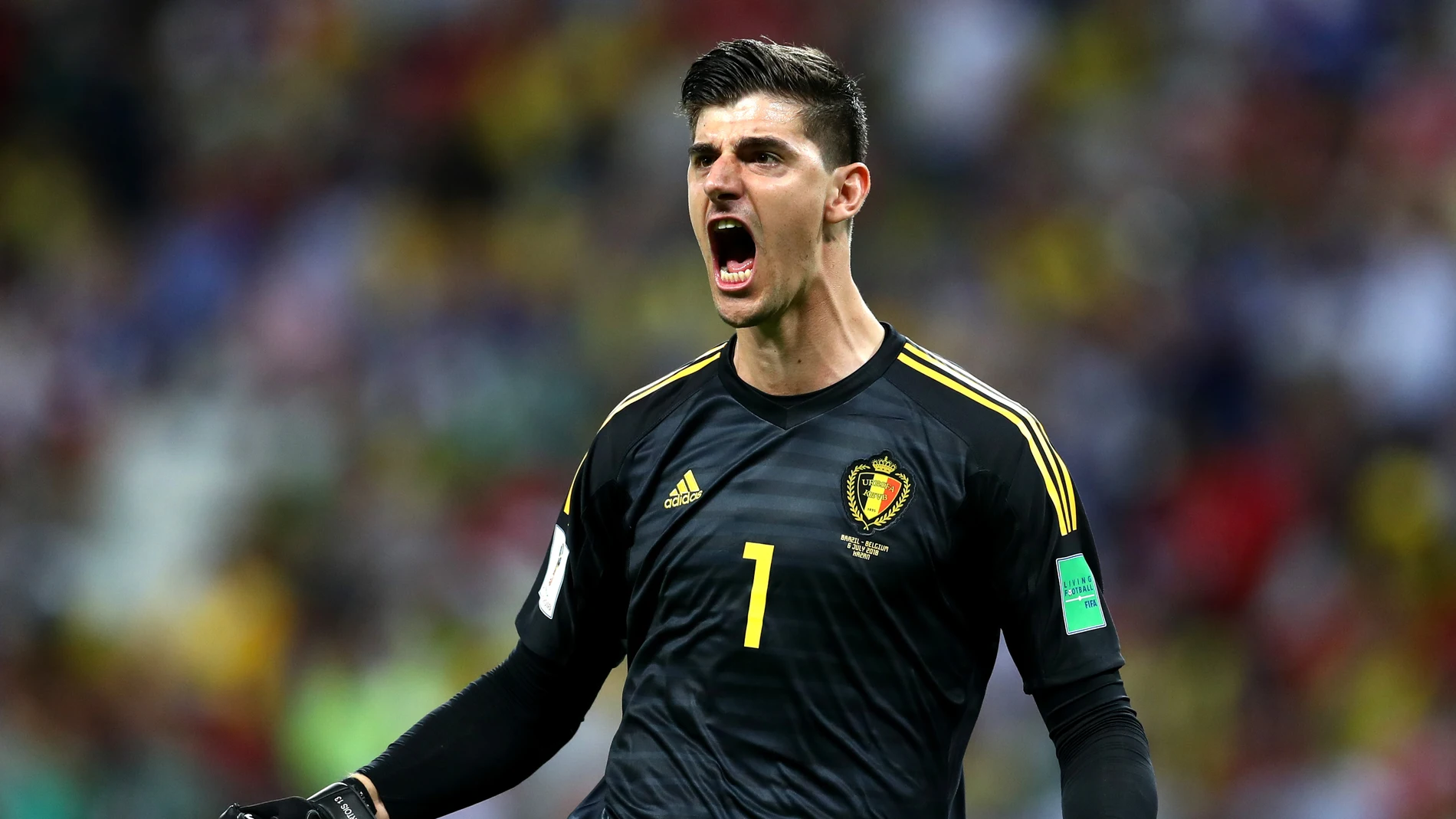 Courtois celebra un gol de Bélgica en el Mundial de Rusia Courtois celebra un gol de Bélgica en el Mundial de Rusia