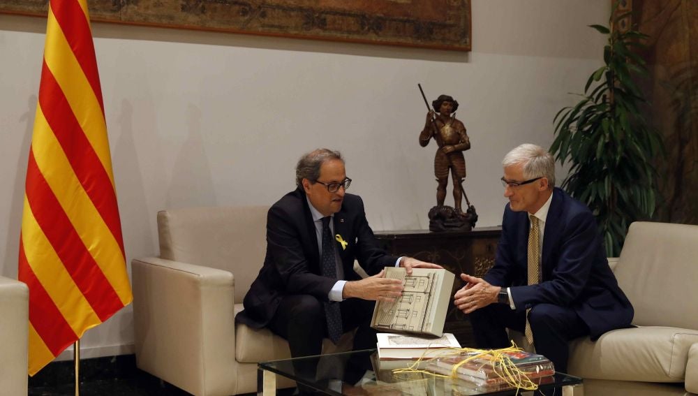 El presidente de Cataluña, Quim Torra, y el presidente de Flandes, Geert Bourgeois