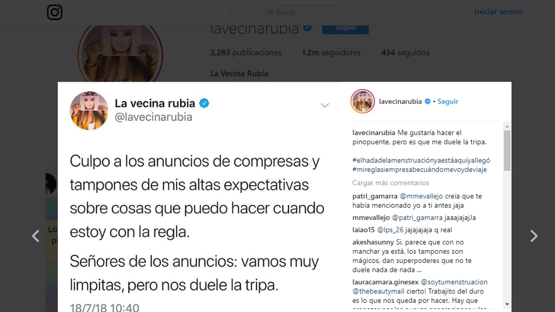 Post de @Lavecinarubia en Instagram Post de @Lavecinarubia en Instagram