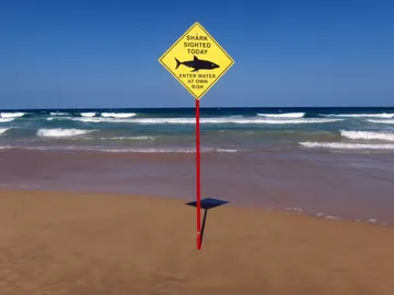 Peligro por la presencia de tiburones en una playa Peligro por la presencia de tiburones en una playa