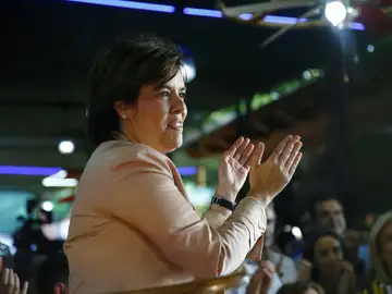 Soraya Sáenz de Santamaría durante el acto con el que cierra su campaña Soraya Sáenz de Santamaría durante el acto con el que cierra su campaña