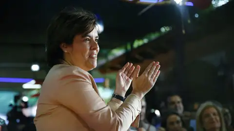 Soraya Sáenz de Santamaría durante el acto con el que cierra su campaña Soraya Sáenz de Santamaría durante el acto con el que cierra su campaña