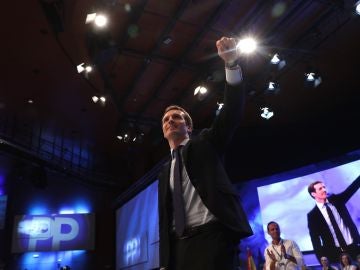 Pablo Casado tras su discurso en el congreso del PP
