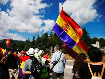 Imagen de los manifestantes en el Valle de los Caídos Imagen de los manifestantes en el Valle de los Caídos