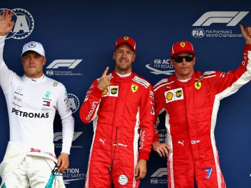 Bottas, Vettel y Raikkonen