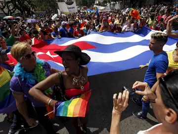 Imagen de una manifestación a favor de los derechos LGTBI en Cuba Imagen de una manifestación a favor de los derechos LGTBI en Cuba