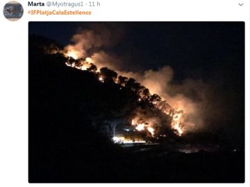 Captura de Twitter del incendio