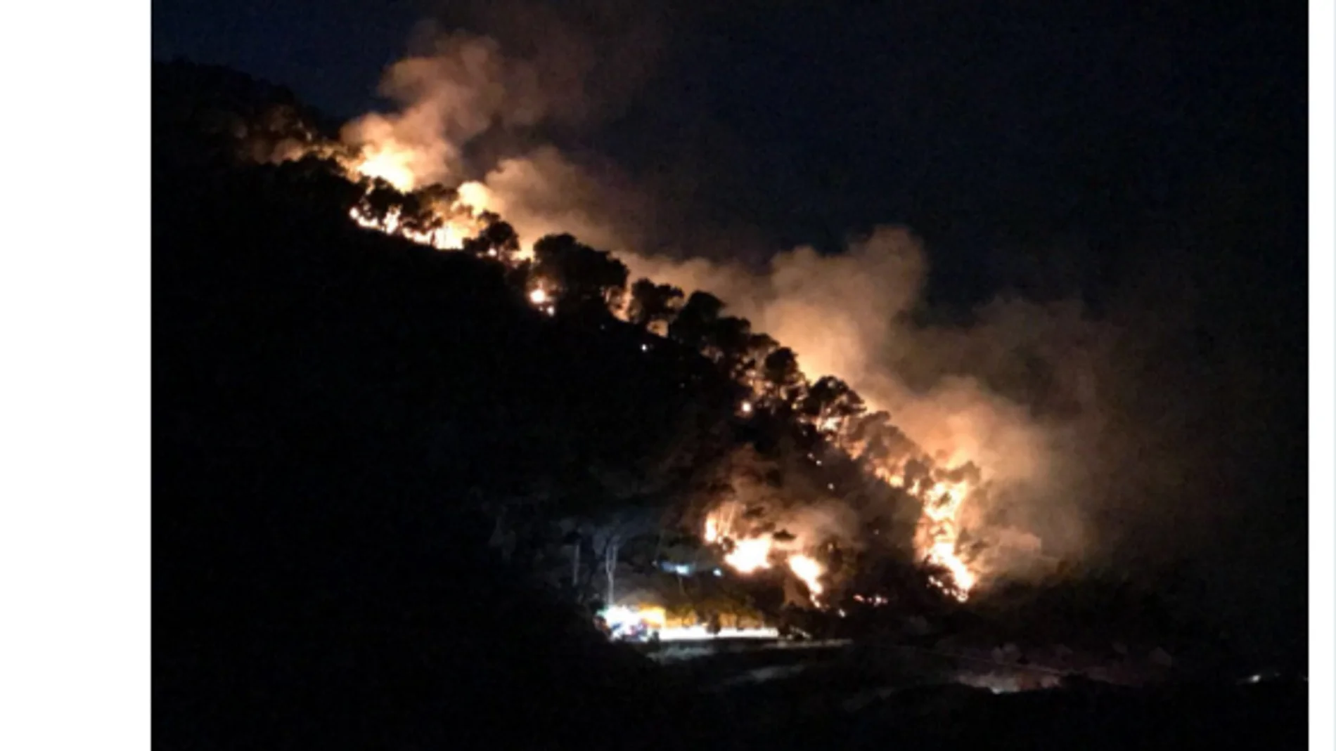 Captura de Twitter del incendio Captura de Twitter del incendio