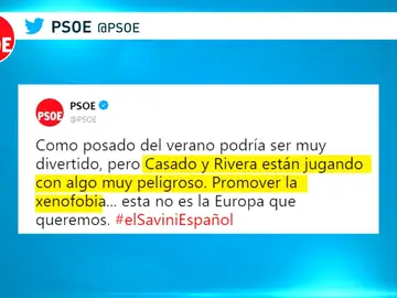 El gobierno acusa a PP y Ciudadanos de aliarse con los xenófobos El gobierno acusa a PP y Ciudadanos de aliarse con los xenófobos