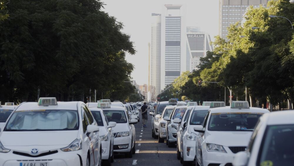 Las protestas de los taxistas españoles contra la proliferación de licencias VTC.