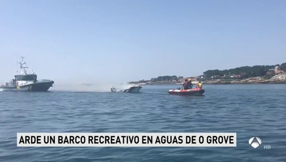 Cuatro heridos en un incendio en un barco recreativo en O'Grove (Pontevedra)