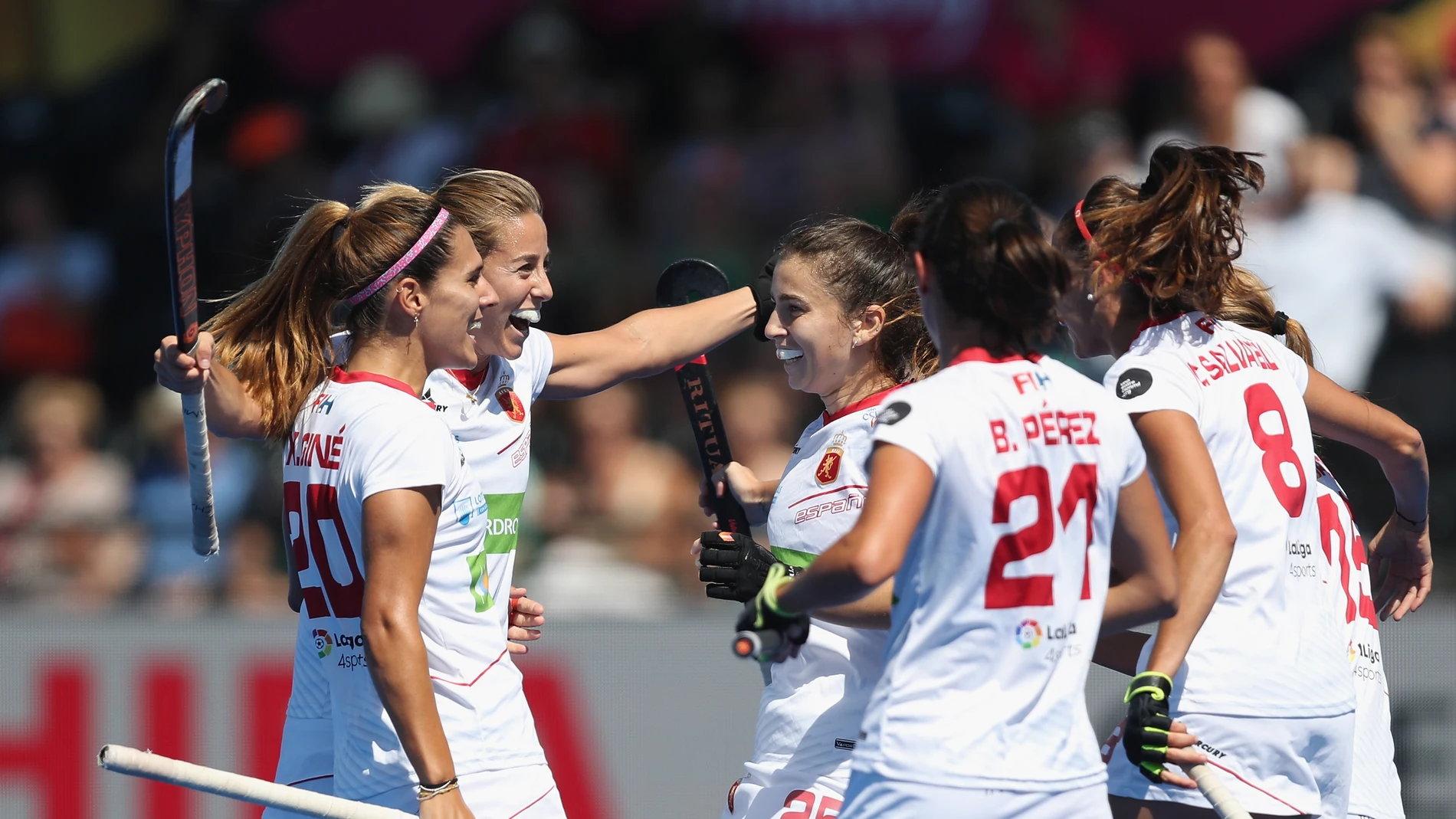 Las jugadoras españolas celebran un gol ante Australia Las jugadoras españolas celebran un gol ante Australia