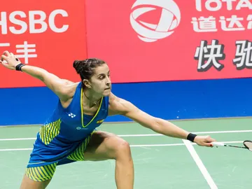 Carolina Marín, en acción durante la final ante Pusarla Carolina Marín, en acción durante la final ante Pusarla