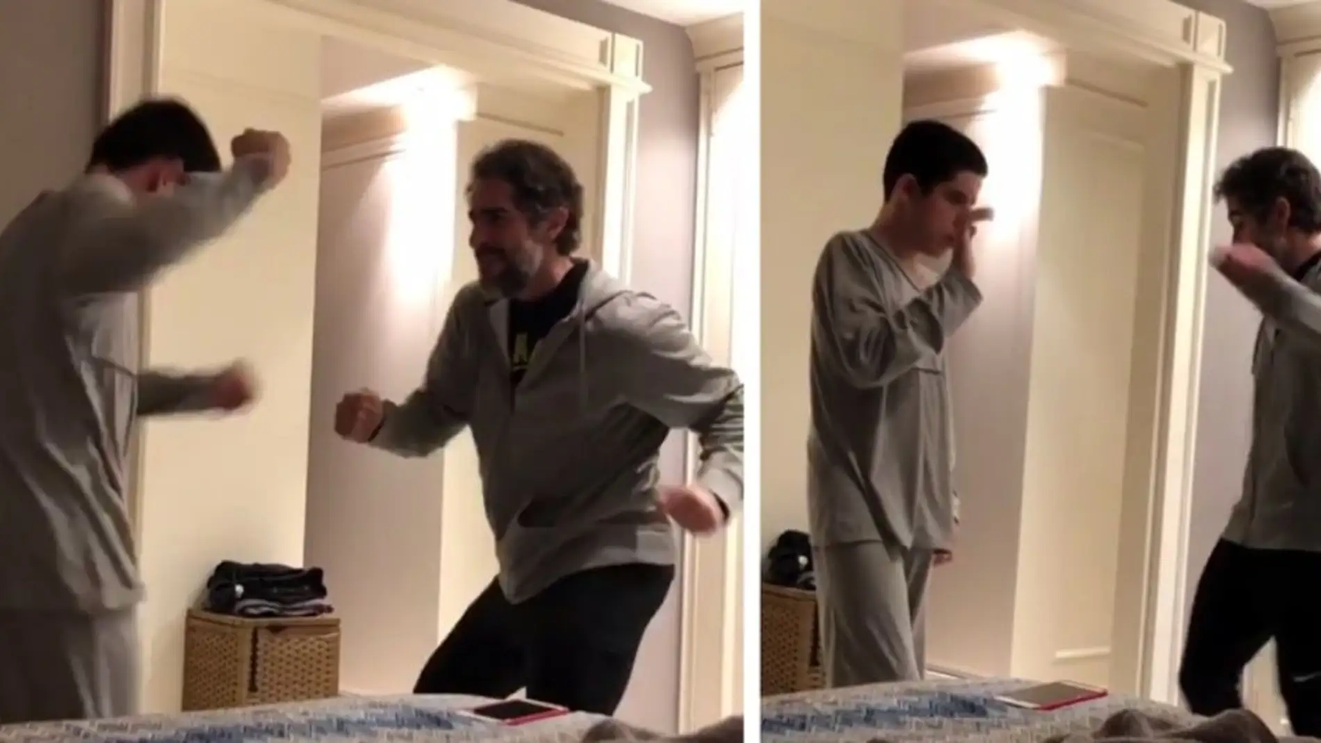 Presentador bailando con su hijo autista
