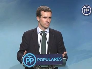 Pablo Casado en rueda de prensa